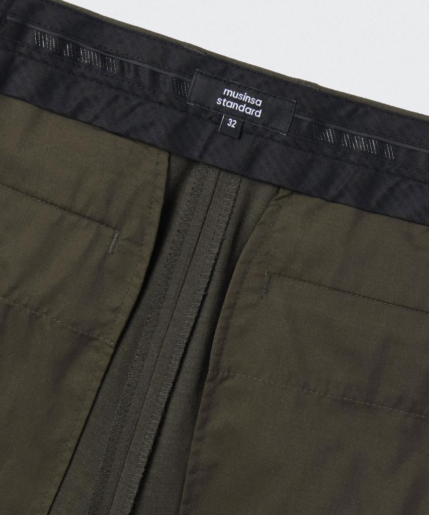 MUSINSA STANDARD Light Plain One-Pleat Wide Hidden Banding Slacks [Dusty Khaki]