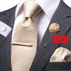 Hi-Tie Mens Silk Tie Set Brooch Pin Necktie Hanky Cufflinks Tie Clip for Business Wedding