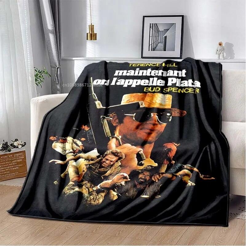 Одеяло с принтом Теренса Хилла и Бада Спенсера, комедийный персонаж, теплое тонкое фланелевое мягкое и удобное домашнее дорожное одеяло, подарок