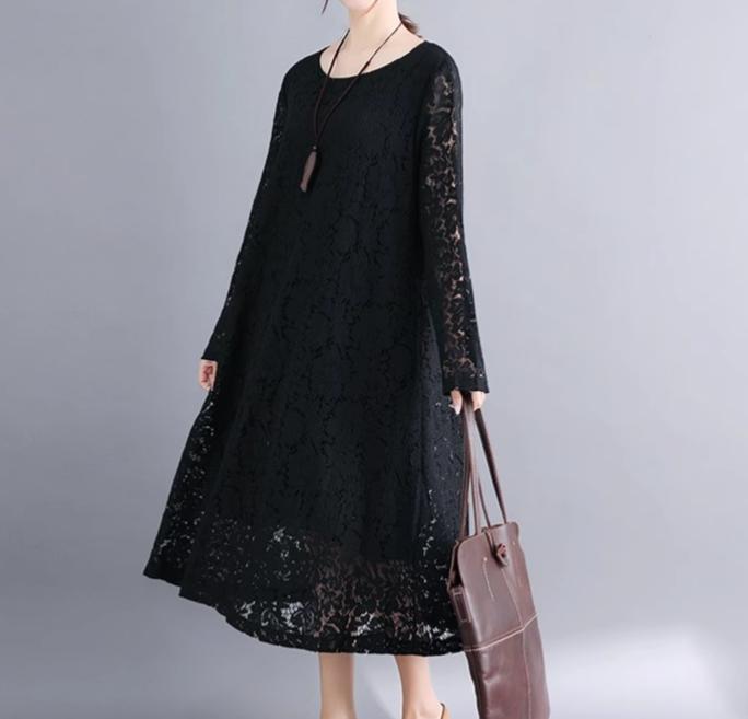 Весна-лето Плюс Размер Женское Однотонное Утягивающее Кружевное Платье