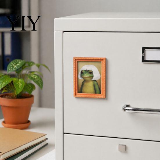 Frog Refrigerator Magnet Abstract Magnet, Framed Hairstyle Fridge Cartoon Home Kitchen Office Decoration Party Favors Decor