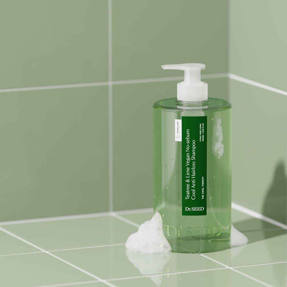 DR.SEED Веганский шампунь для жирных волос Чайное дерево и лайм Охлаждающий Против выпадения волос Большой объем 1 л