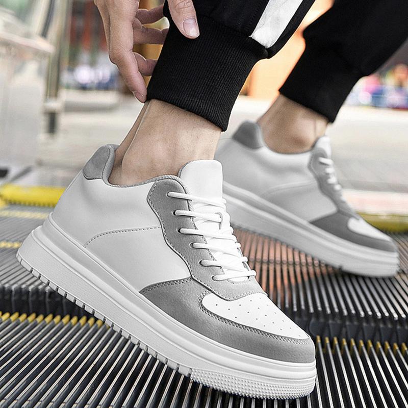 Men Leather Heightening Elevator Shoes Breathable Mesh Height Increase Thick Sole Shoes Man Height Insole 6/8/10CM Men Sneakers