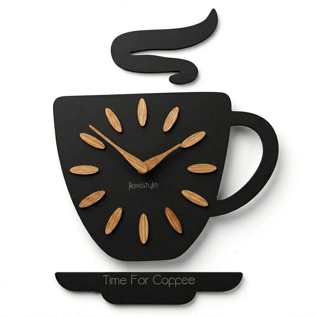 Wooden cup kitchen wall clock