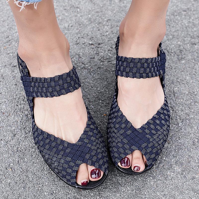 Женские летние сандалии на танкетке, увеличивающие рост, плетеные, пляжные, женские сандалии на танкетке, серые, на платформе, с открытым носком