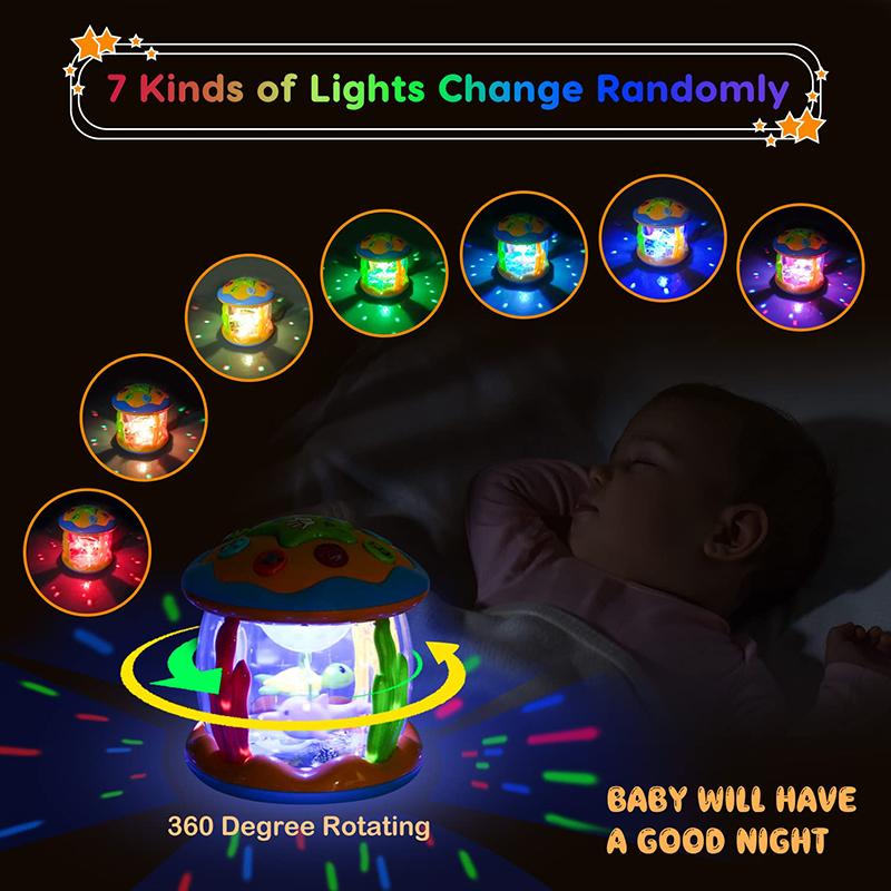 Детская игрушка для ползания на животе 4 в 1, игрушка для раннего обучения, сенсорная игрушка с морскими животными, музыкальный проектор с подсветкой для подарков для малышей