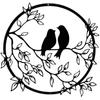 Metal Wall Decoration  Birds On The Tree  Metal Decoration  Wall Art Silhouette  Wall Decoration  Black Round Ornament  Wall Hanging