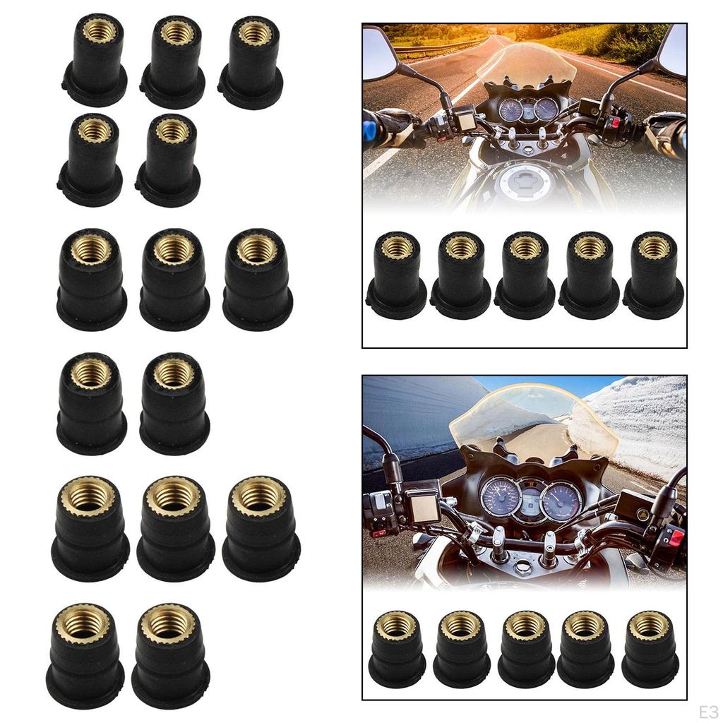 5 Pieces Windshield Rubber Motorcycle Nuts Replaces Universal Repair Parts Brass Nut Fairing