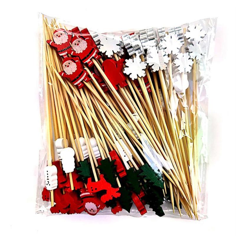 100PCS Christmas Tree Shaped Drink Cocktail Picks Appetizer Fruit Cupcake Pocks Festival Party Favors Decorations