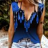 Women Tanks Sexy V Neck Sleeveless Summer Tops Vest 3D Pendant Pattern Print Cool Lightweight Tops