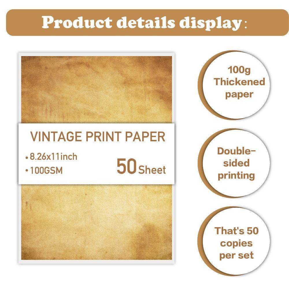 50 Sheets Classical Printing Paper Simple Pirate Scrolls Literary Scrapbook Letter Paper Envelopes