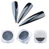 Mirror Effect Nail Glitter Powder Dust Black Chrome Pigment Flakes Paillettes Manicure Decoration
