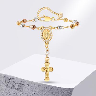 Vnox Католические браслеты-розарии с крестом для женщин, браслет-розарий с подвеской в виде Девы Марии для крещения, крестин