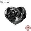 BAMOER Love Black Rose Подвески 925 пробы Серебряные бусины в форме сердца подходят для женщин Оригинальный браслет Изящные ювелирные изделия Индивидуальный подарок