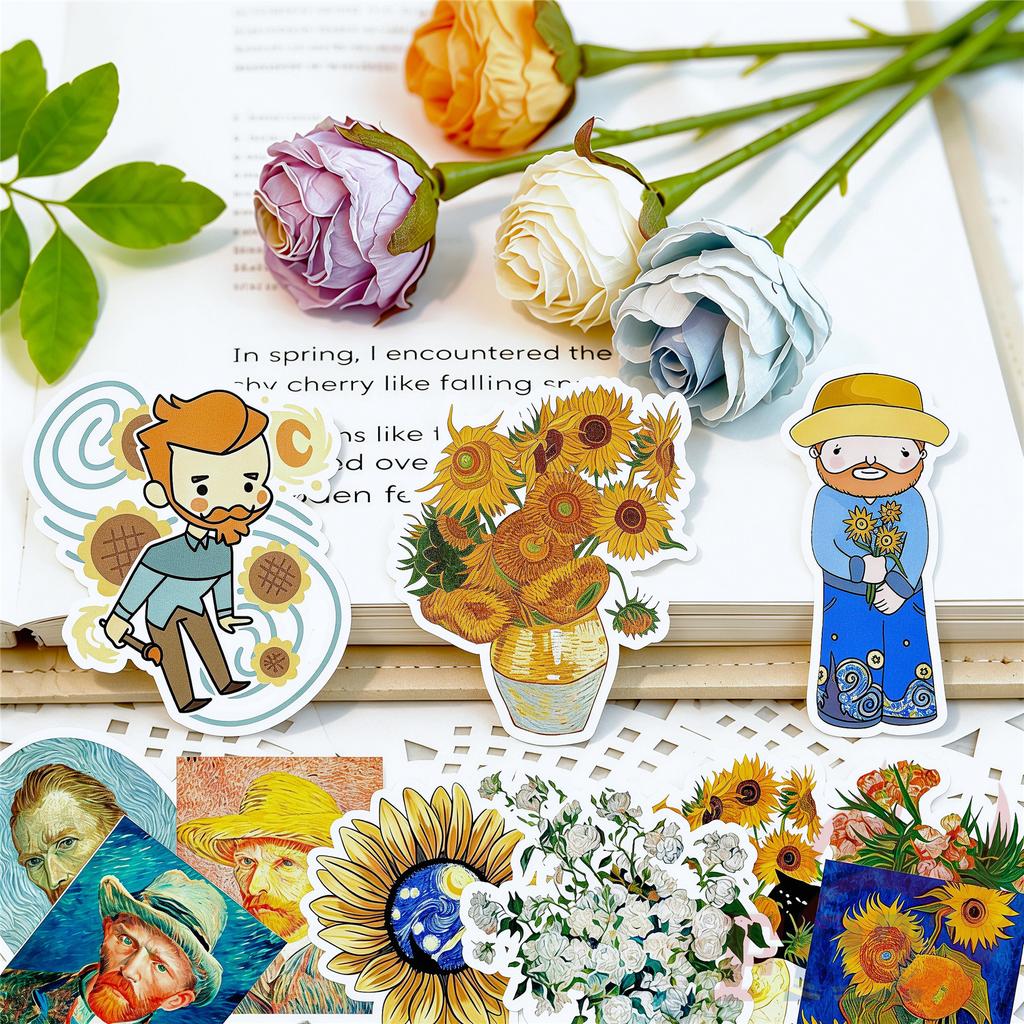 135Pcs/Set Van Gogh Art Gallery Mini Diary Manual Stickers DIY Scrapbooks Album Decor Decals Stickers