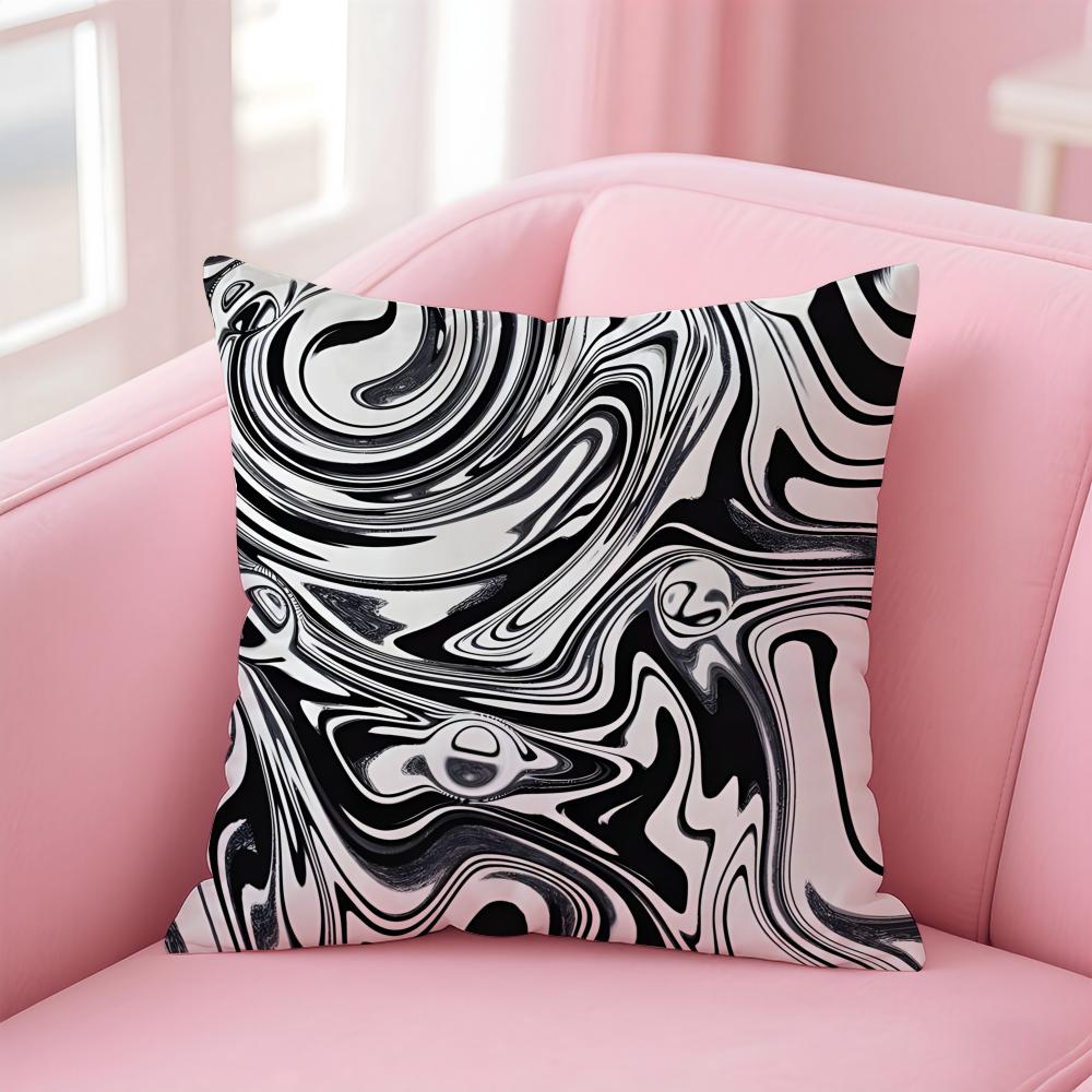 BBlack and White Patterns Cushion Cover Pillow Case Soft Friendly Fabric Concealed Zipper