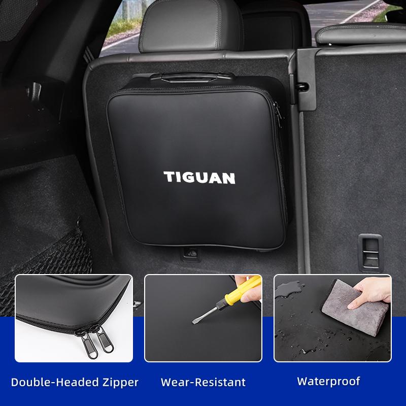 PIG1 New Energy Vehicle Charging Gun Storage Pouch Waterproof Leather Car Organizer Bag For VW Tiguan Golf Passat mk5 mk6 CC Golf 5 7