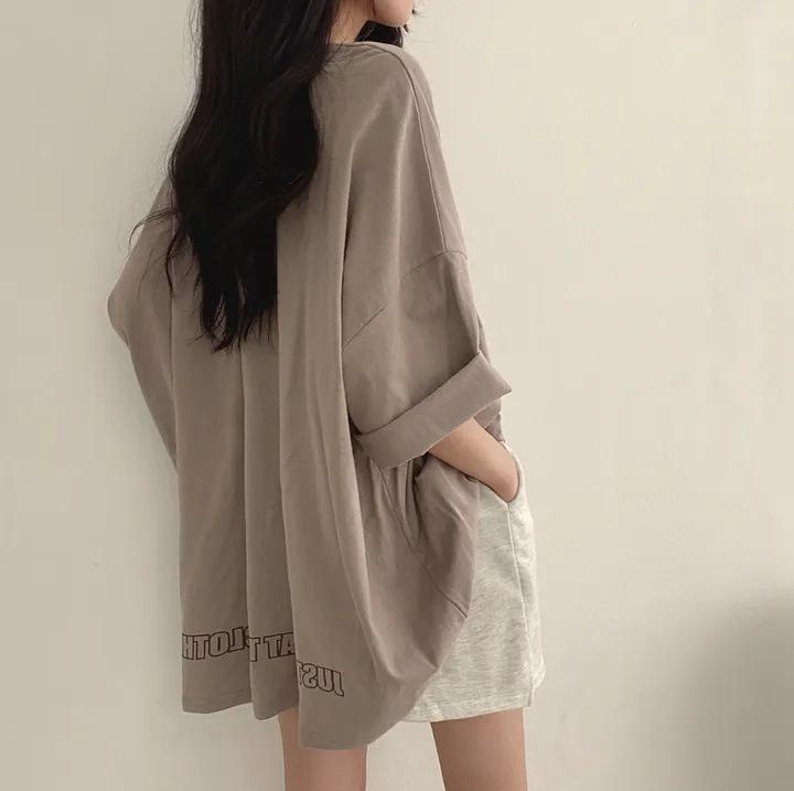 Spring Solid Simple Oversized T-shirt Summer Women Harajuku Long T Shirt Goth T-shirts Split White Black Long Sleeve Tops