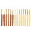 14PcsSet Gold Head Crochet Hook Pen Type Bamboo Carbonized Handle Knitting Needle