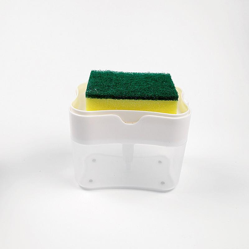 Компактная коробка для мыла для посуды со встроенным держателем для губки и ручным дозатором жидкости