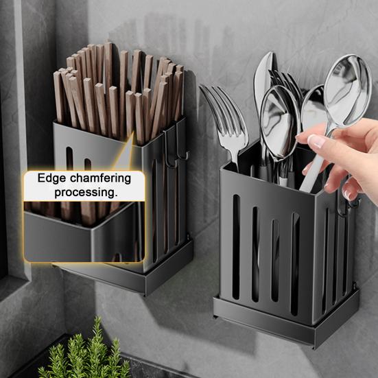 Практичный полый дизайн, компактная многоразовая настенная полка для хранения ложек, вилок, кухонные принадлежности, контейнер для хранения палочек для еды