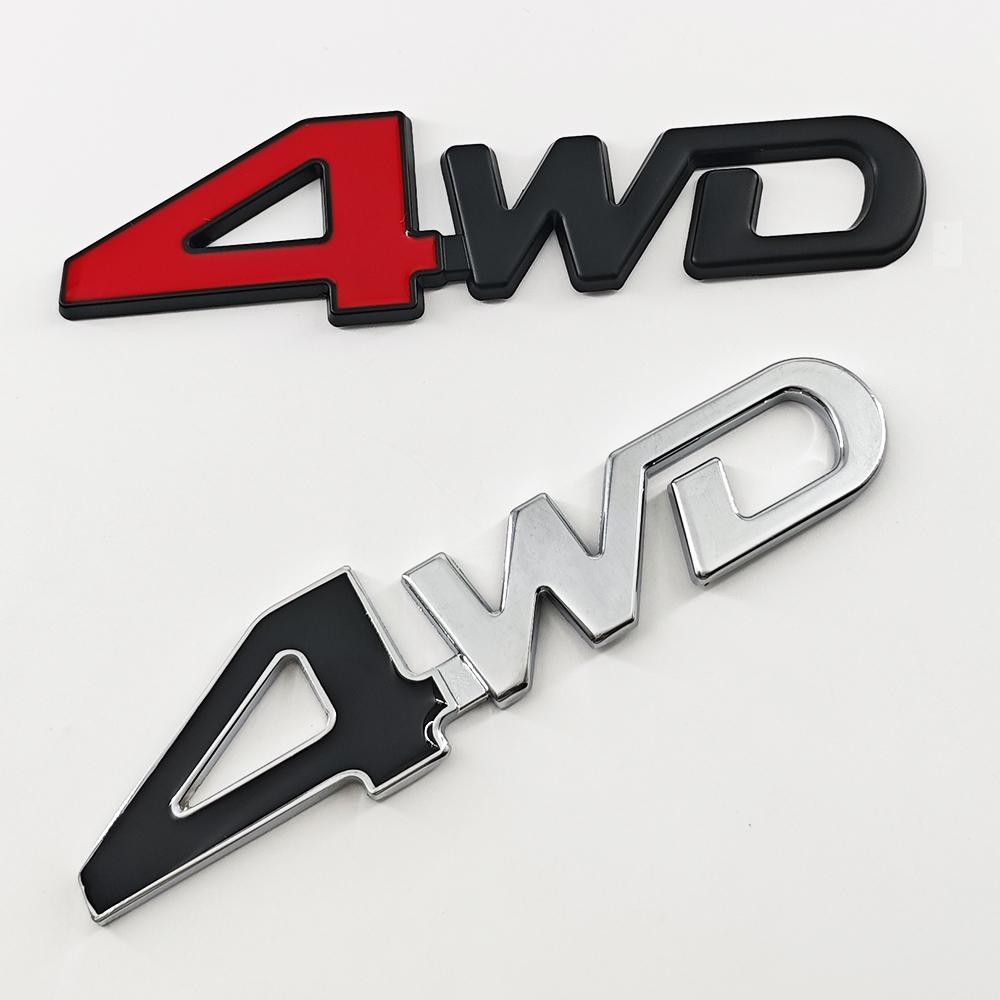 3D Metal 4WD Logo Letters Grill Emblem Badge Fender Car Trunk Sticker Decal For Honda Suzuki CRV Accord Civic Toyota Accessories air256