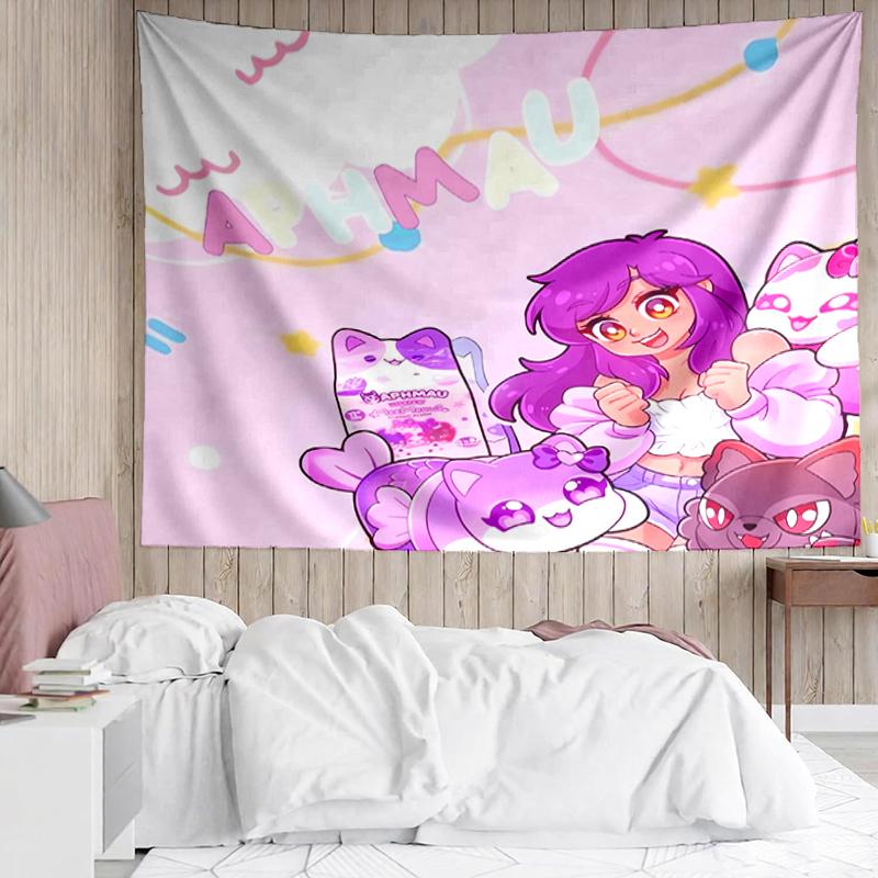 Aphmau Print Tapestry, Backdrop, Easy Setup, Ideal for Bedroom, Office & Living Room, with Aesthetic Wall Hanging Decor.