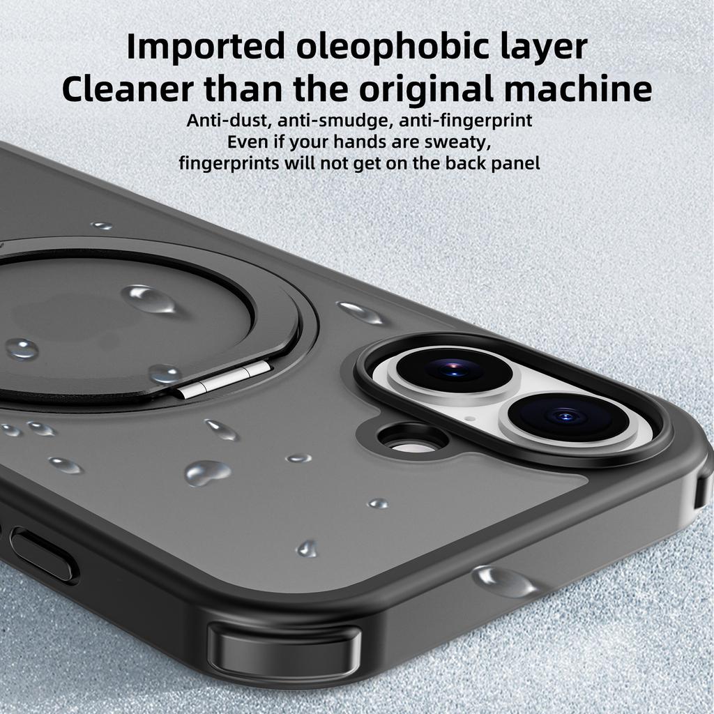 For iPhone 16 Case Compatible with MagSafe Ring Kickstand TPU+PC Back Cover