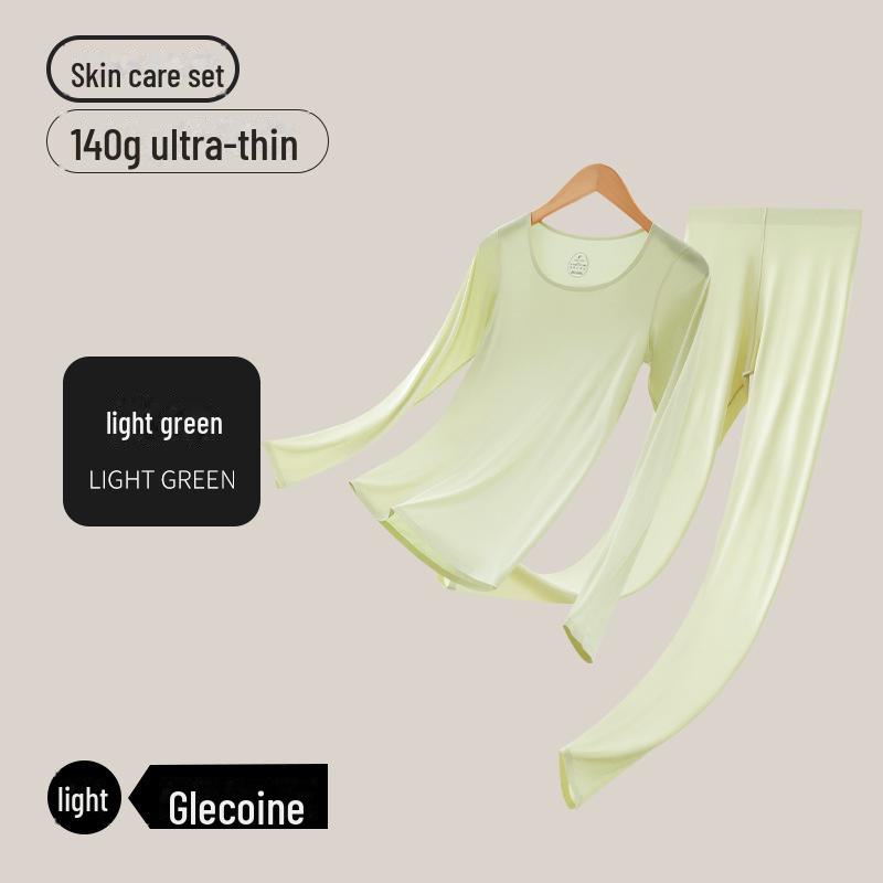 Женский бесшовный комплект термобелья телесного цвета с ультратонким лифом - высокая эластичность осень/зима