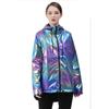 Unisex Shiny Jacket Laser Hooded Coat Iridescent Holographic Harajuku Sun Protect Top Plus Size