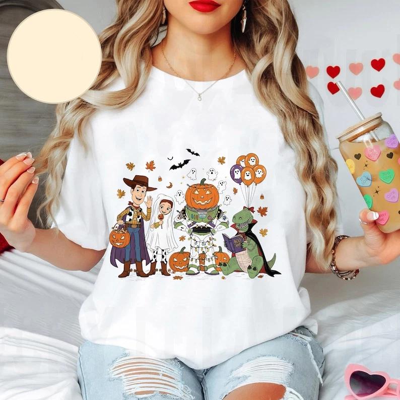 Toy Story Halloween Balloon Ghost Pumpkins White TShirt