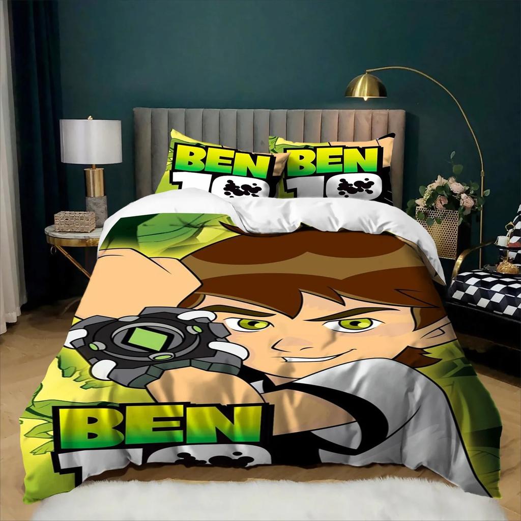 Cartoon Bedding Set Ben 10 Exquisite 3D Duvet Cover Pillowcase Kids Bedroom Bed Twin Full Queen Size for Children Room gift