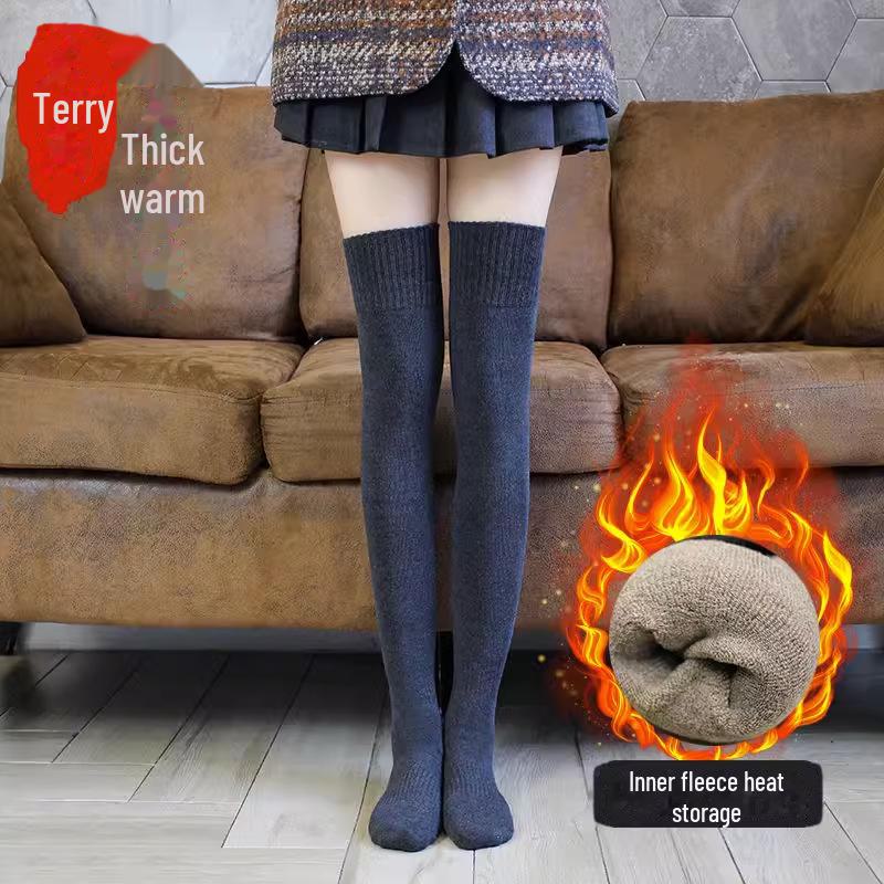 Женские толстые махровые носки выше колена, теплые зимние носки и леггинсы