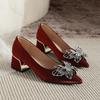 Модные женские туфли на высоком каблуке, босоножки с острым носком, сексуальные бордовые туфли со стразами, свадебные, роскошные одинарные туфли для банкетов, туфли с бабочкой 35-43