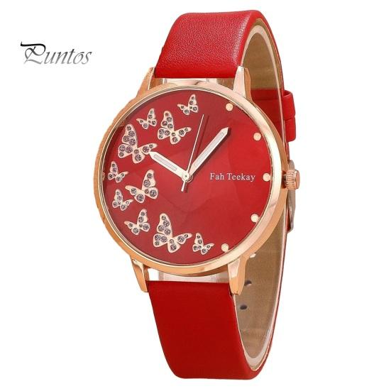 2 шт./компл. женские часы, браслет, набор, кварцевые часы, декор в виде бабочки, горный хрусталь, искусственный жемчуг, изысканный регулируемый ремешок из нержавеющей стали из искусственной кожи, женское запястье