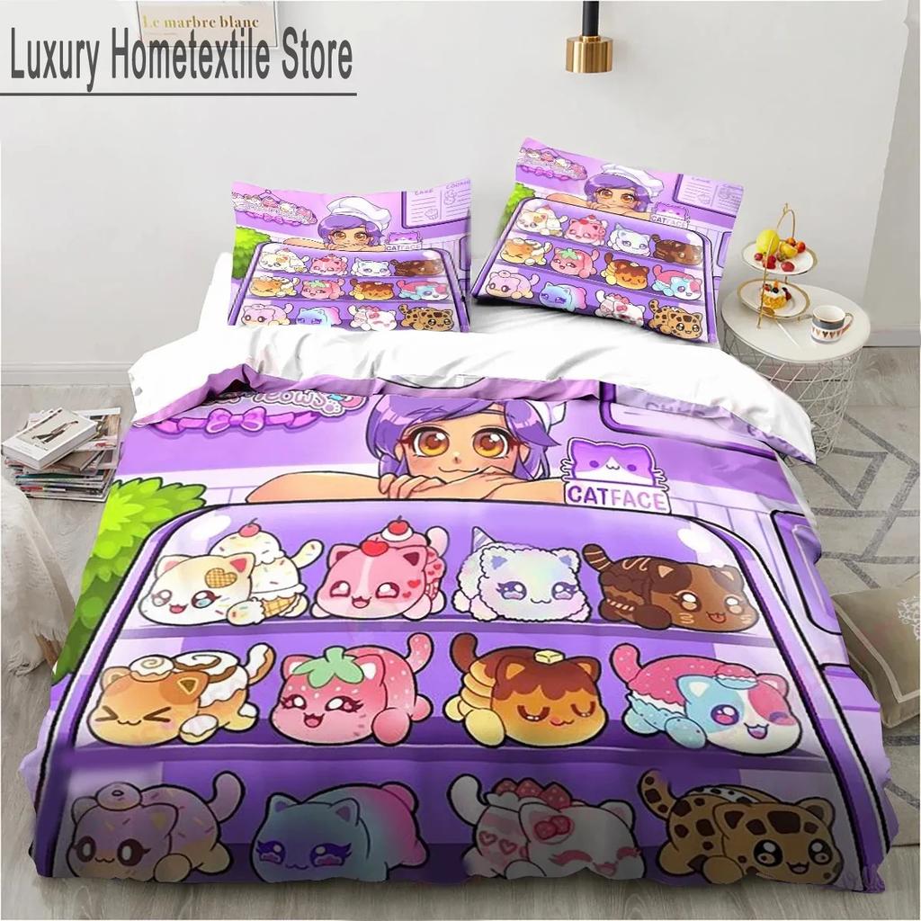 Cartoon Game Cute Aphmau With Wings Bedding Set Boys Girls Twin Queen King Size Duvet Cover Pillowcase Bed Boys Adult