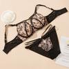 French Hot Full Plus Size Bra Mesh Full Cup Fat Underwear Chiffon Breathable Underwear Set