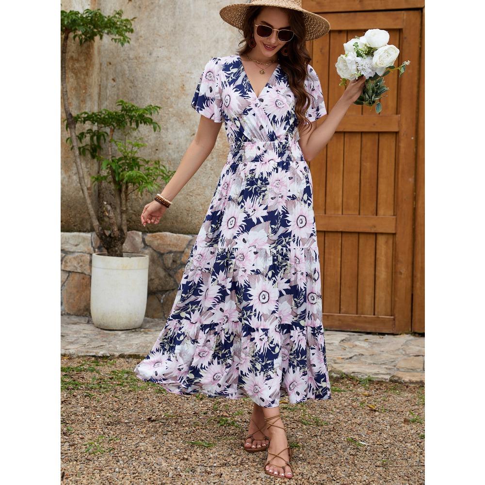 Женские платья Новые модные платья с талией Тонкие платья с большим качелями Праздничные пляжные платья