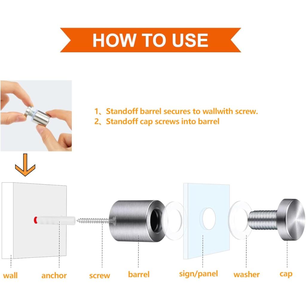 Винты для крепления знаков 1/2 x 1 дюйм из нержавеющей стали, настенные крепления, рекламные винты, крепеж для акриловых знаков