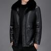 Мужская куртка из натуральной кожи среднего возраста, свободное пальто, утолщенный бархат, кожаная куртка с отворотом «папа», модная овчина