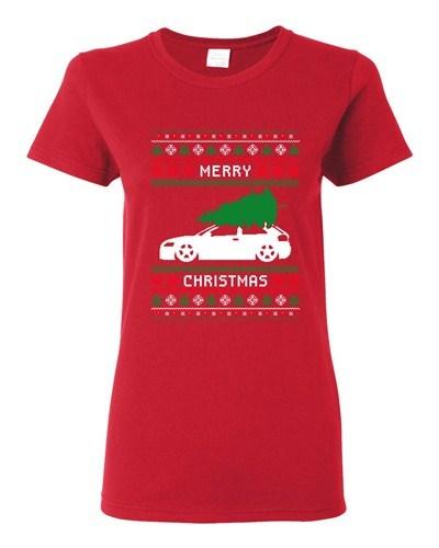 Ladies Merry Christmas Ugly Xmas Car Tree Funny Humor DT T-Shirt Tee Unisex T-Shirt