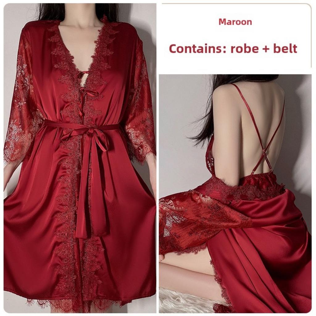 Ночная рубашка с подтяжками, ночная рубашка, халат, свадебное утреннее платье, женский комплект домашней одежды