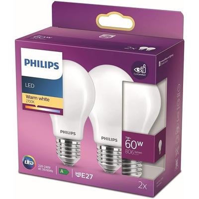 LED Classic 60 Вт Standard E27 Теплый белый без диммирования Упаковка из 2 шт.