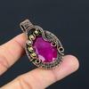 Lab-Created Ruby Gemstone Jewelry Pure Copper Wire Wrapped Handmade Pendant