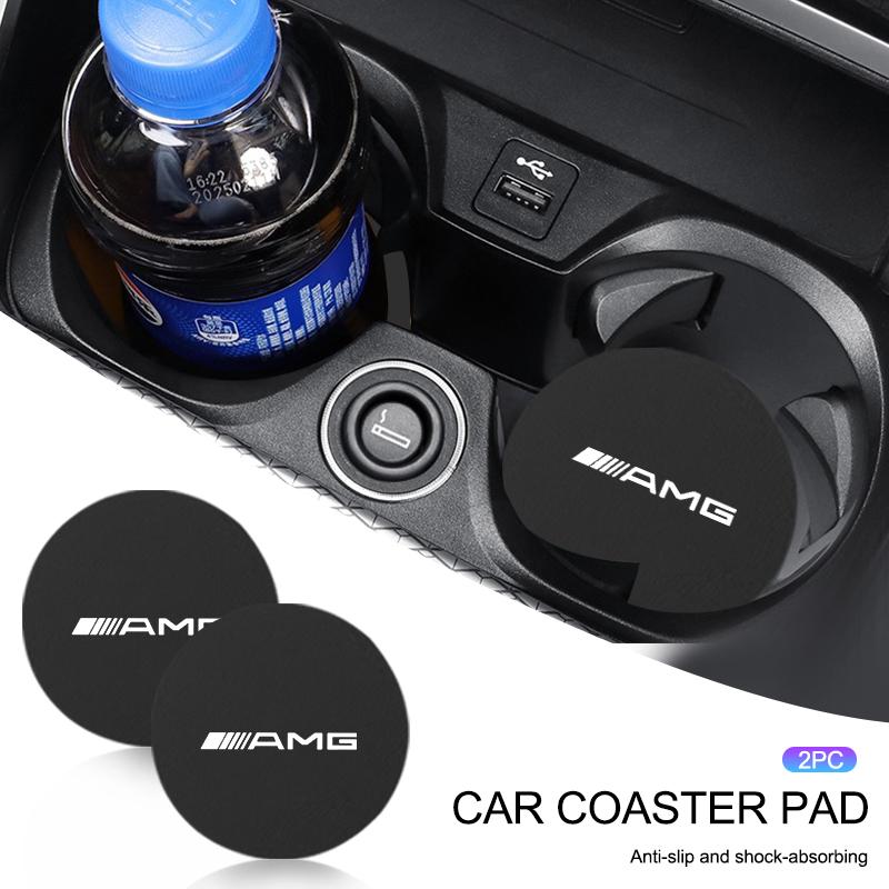 2PCS Car Water Cup Non Slip Pad Coaster Mat Interior Accessories for Mercedes Benz W166 W213 W246 W176 W177 W205 C260 C200 C300
