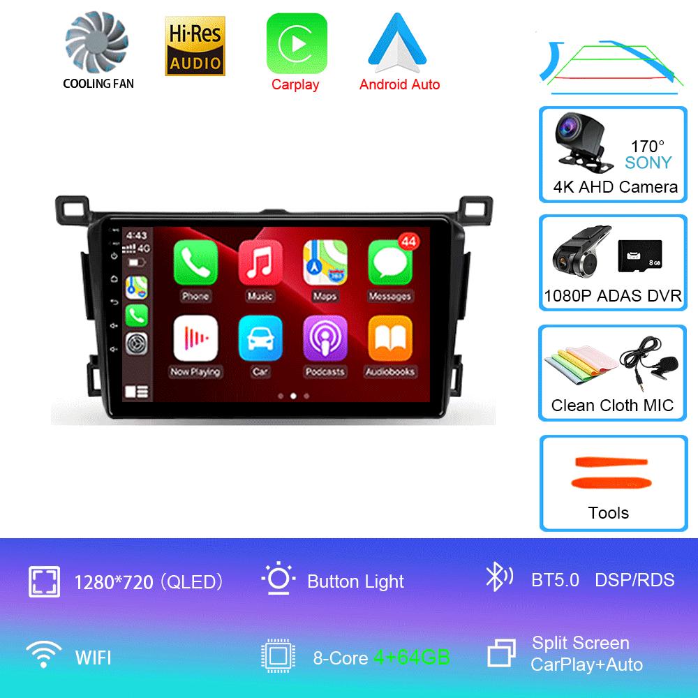 Android 14 для Toyota RAV4 Rav 4 2013 2014 2015 - 2019 Carplay Автомагнитола GPS Навигация DSP 360 Камера 2 Din Видео Стерео