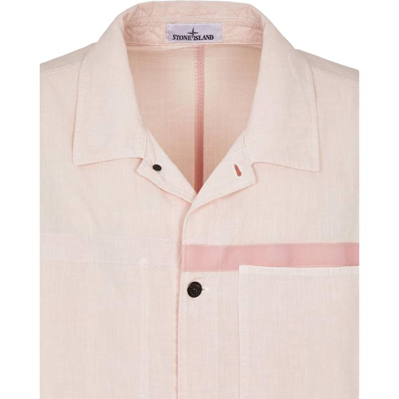 Stone Island Logo Button Down Collar Long Sleeve Jacket Men jackets Pink 801542330-V0080