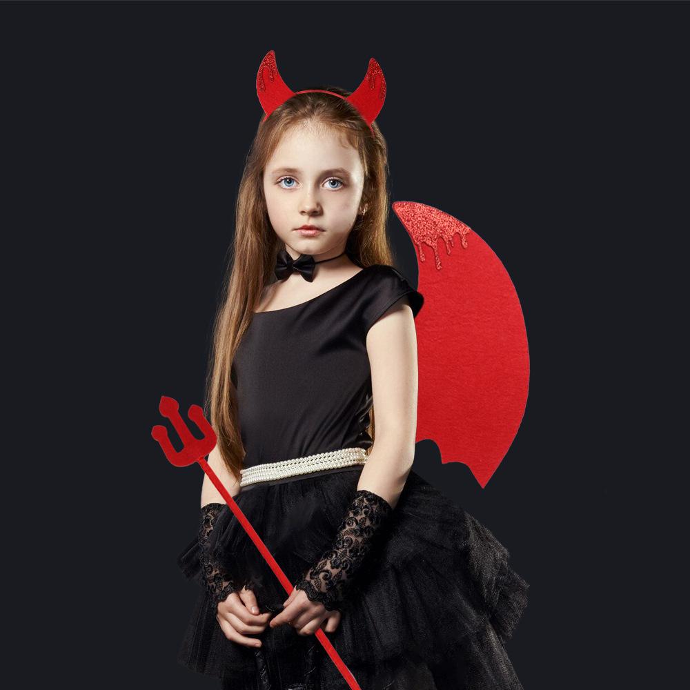 Новый стиль, Хэллоуин, Взрослый, Детский, Набор Красного Дьявола, Повязка на голову, Крылья, Набор для Фестиваля Призраков, Реквизит для переодевания