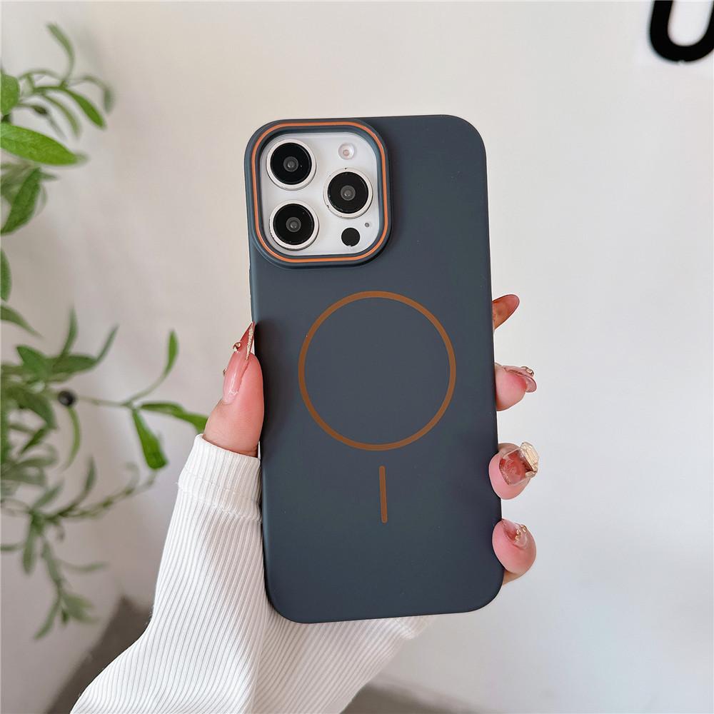 Применимо к iPhone16promax чехол для мобильного телефона с магнитной защелкой и контрастной рамкой Apple 15 skin матовый 14PC защитный чехол