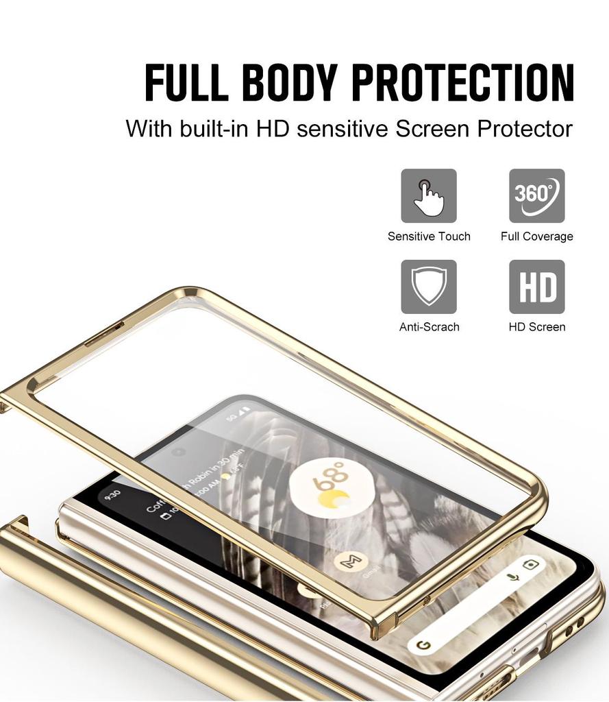 Гальванизированный чехол для телефона Google Pixel Fold со слотом для стилуса, полная защита, защита от падений, для складного экрана.